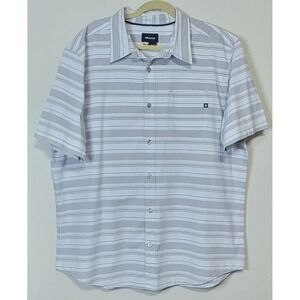 Marmot Fulton Short Sleeve Button Shirt Mens 2XL White Gray Stripe UPF 30 Hiking